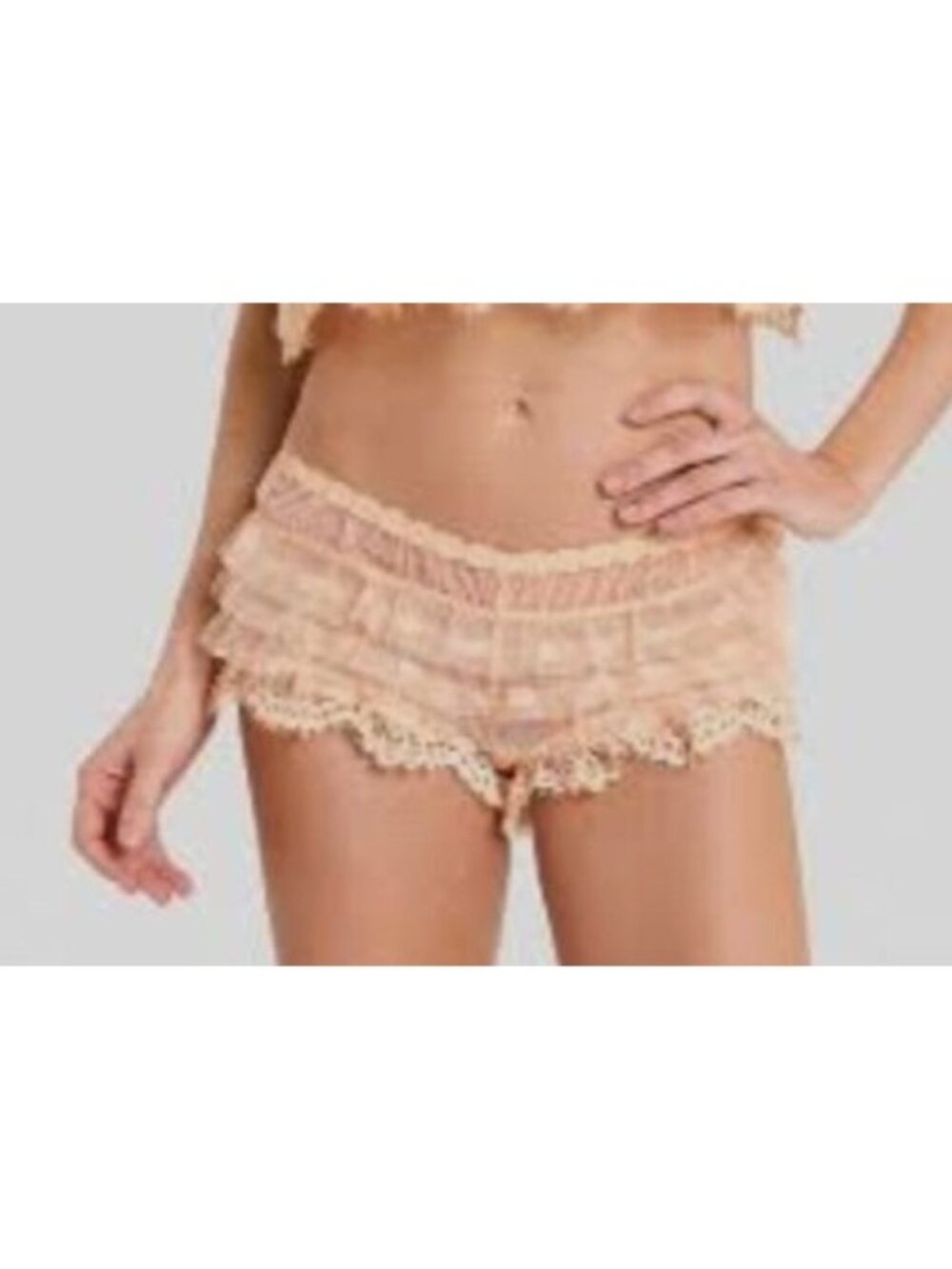Auden Ruffle Lace Cheeky Hipster Intimates Lingerie Panties Size XXL Peach Tan